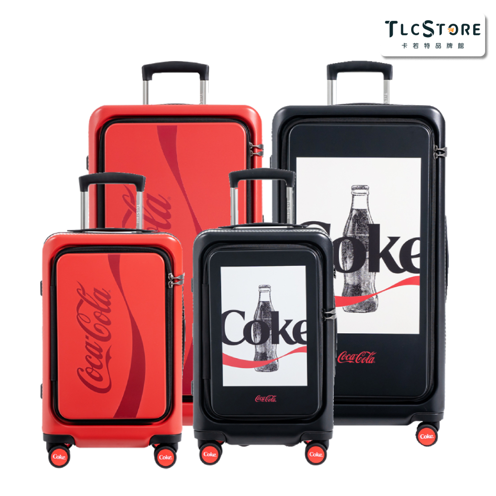 【Coca-Cola可口可樂】20吋/28吋上掀式雙開輕框箱 行李箱 登機箱(2年保固/海關鎖)