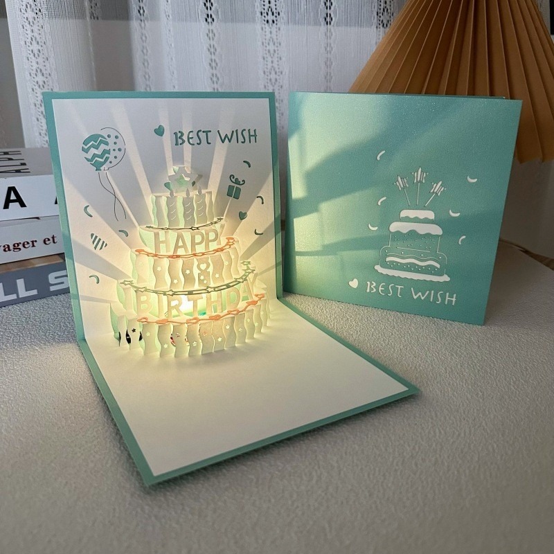 花惹發禮物店 聲光音樂卡片 立體生日賀卡 生日卡片 燈光音樂3D賀卡 立體生日快樂卡片 生日禮物 賀卡 卡片 交換禮物