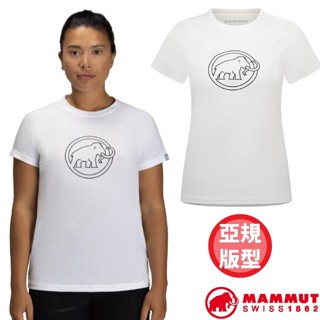 【MAMMUT 長毛象】女 透氣快乾 圓領短袖排汗衣 QD Logo Print 登山T恤 運動上衣/白 02022