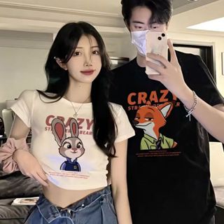 【Yhouse】長短款情侶裝 短袖 春夏季 情侶衣 情侶套裝 大學t 情侶衣 瘋狂動物城 情侶短袖 情侶t