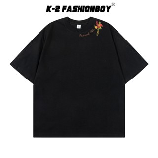 【K-2】領口 刺繡 花朵 設計 花藝 質感 花卉 短袖上衣 文青 歐巴穿搭 五分袖 穿搭【JBC087】