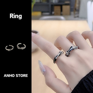 【ANHO】現貨在臺/星芒/琺瑯/戒指/設計/暗黑/星星/情侶/對戒/個性/高階感/開口/可調節/組合