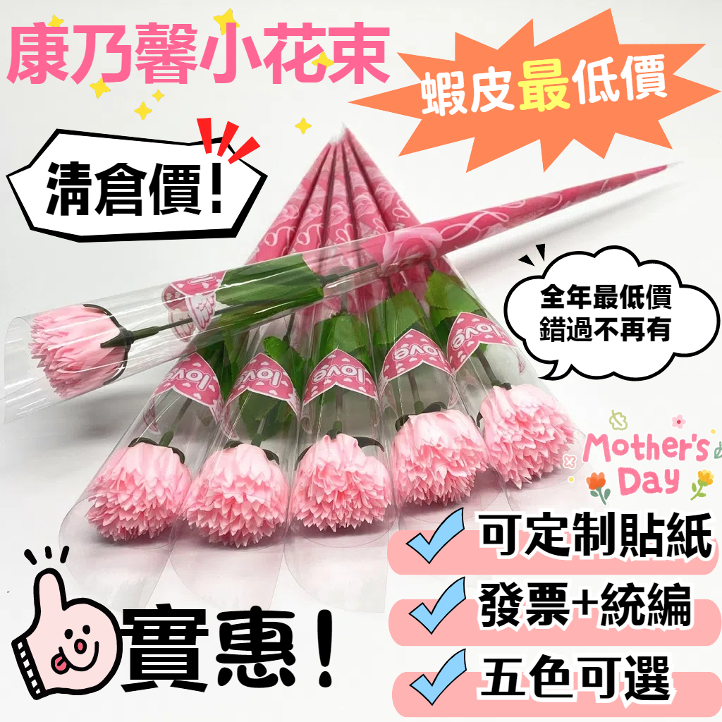 【⚡桃園出貨⚡電子發票🌈康乃馨花束】大量批發 康乃馨小花束 母親節花束 玫瑰花 康乃馨小支花 香皂花 肥皂花
