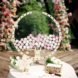 《Happy wedding》婚禮用品 結婚簽到臺 木質櫻花樹簽到臺 活動簽名板 婚禮佈置