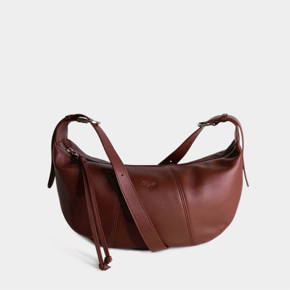 R&BB｜Croissant Curve｜真皮可頌半月包 牛角斜背包-咖啡