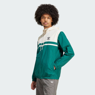 ADIDAS 外套 WINDBREAKER 白綠 連帽 風衣外套 男 IU0201