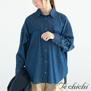 Te chichi 雙口袋圓弧下擺剪裁長袖襯衫(FC47L0A0180)