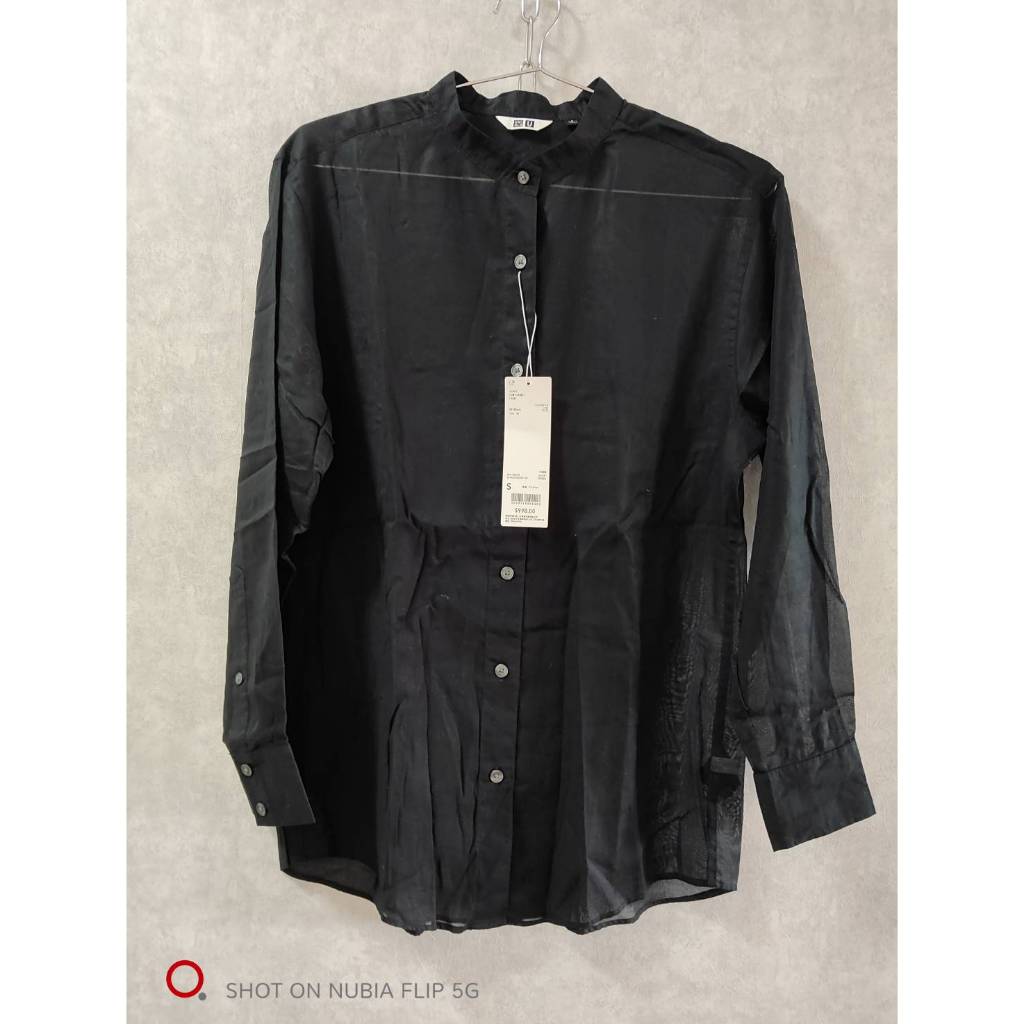 〔購購愛美-go go Amy〕新裝到~全新 UNIQLO專櫃黑色透膚襯衫，春秋冬三季皆可穿！