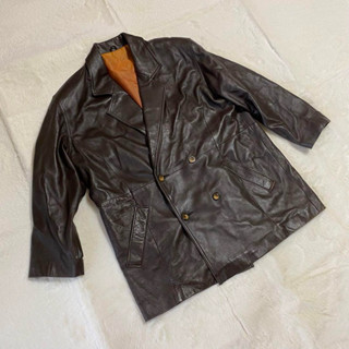 GIANNI VALENTINO 小羊皮排扣翻領大衣 長板外套夾克 皮衣
