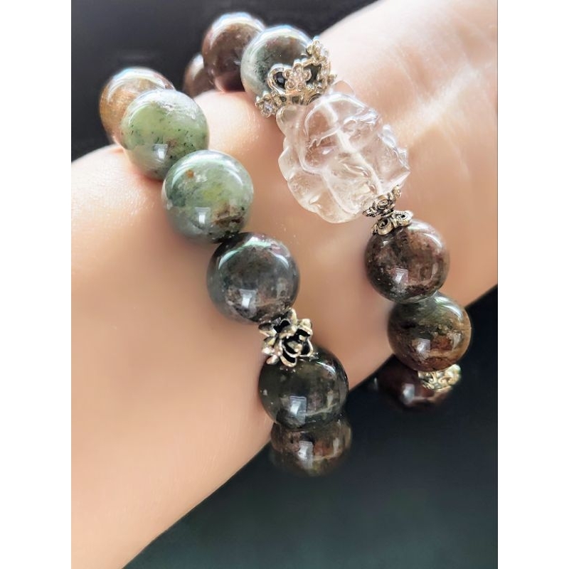 ♡花格格的水晶多寶♡天然水晶.白水晶.九尾狐.滿礦.綠幽靈水晶.造型手串12mm+