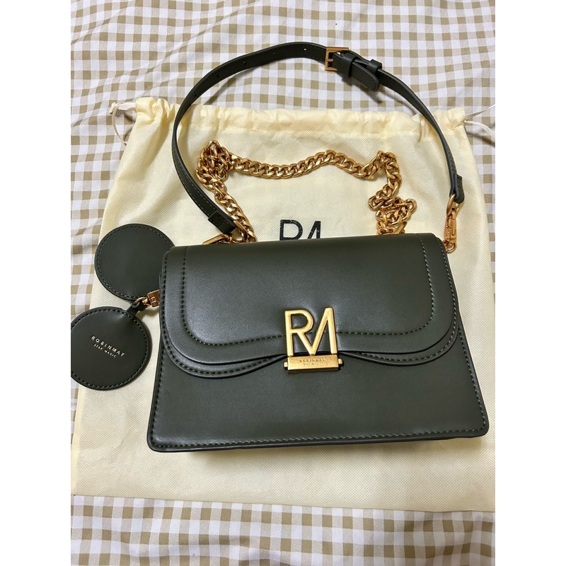 9成新【ROBINMAY】雙層斜背包 ．橄欖綠色  $2000