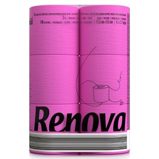 Renova滾筒木質檀香氛卷紙桃紅色純色六入 南歐風情七色可選環保不含螢光劑不掉色居家裝飾敏感肌膚可用母嬰測試安全情人節
