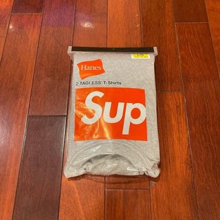 SUPREME HANES TAGLESS TEE 2件組 / 灰色 / BOX LOGO