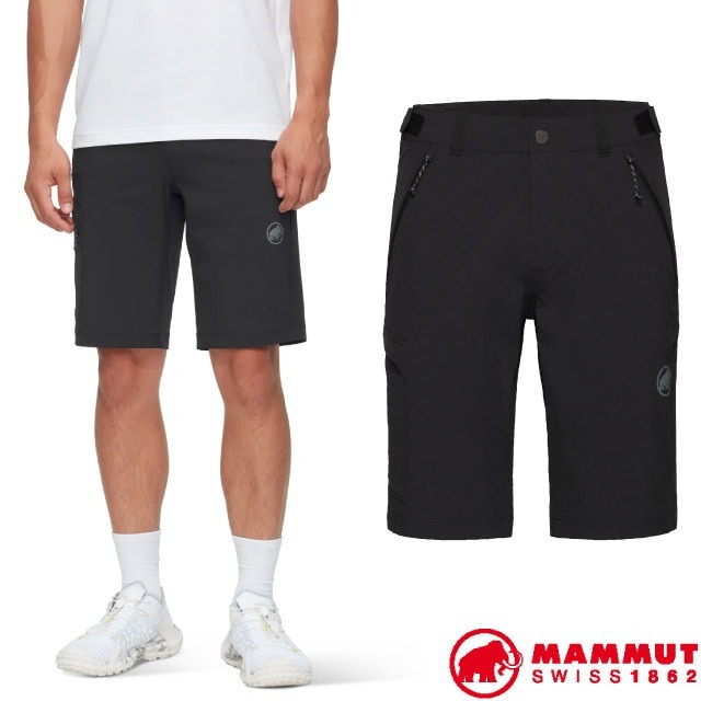 【MAMMUT 長毛象】男 彈性透氣 排汗短褲 Runbold IV UPF 50+ 登山短褲 休閒褲/黑 01190