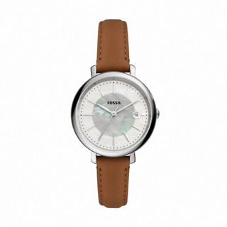 FOSSIL Jacqueline 雙圈經典簡約女錶 咖啡色真皮錶帶 36MM ES5090