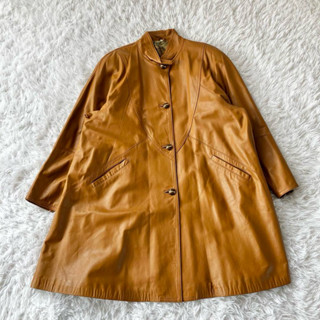 VERA PELLE 義大利製 小羊皮排扣翻領大衣 長板外套夾克 皮衣
