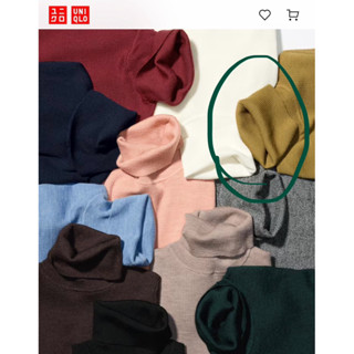 Uniqlo 美麗諾羅紋高領毛衣長袖xs 469426 日本限定色 芥末黃