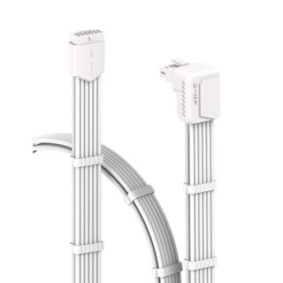 EZDIY-FAB 盾系列 PCIe 5.1 12V-2x6 90度角"正向"(STD) GPU 轉接延長編織線-黑/白