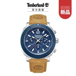 【Timberland】男錶PYPERVILLE系列 時尚潮流三眼腕錶 皮帶-藍/小麥46mm(TDWGF0074901