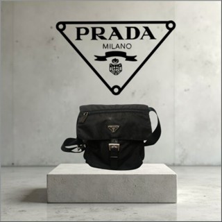 ㊣✨PRADA✨普拉達 黑色 輕量 帆布 皮革 單釦 掀蓋式 郵差包 肩揹包 斜揹包 /二手包/二手精品/保證正品