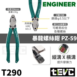 《tevc》日本 Engineer 強力螺絲暴龍鉗 老虎鉗 PZ-59 崩牙 滑牙 螺絲 剋星 萬能鉗 大力鉗 暴力鉗