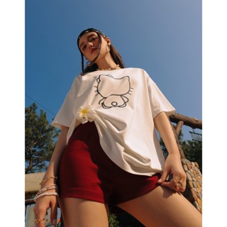AIR SPACE 【Hello Kitty聯名】輪廓線圖案寬版TEE(白) 女裝 現貨