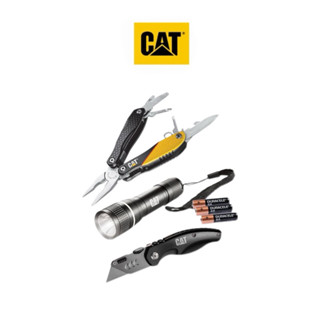 【CAT】 三件式多功能工具組 12合1多功能鉗 多功能工具組 多功能折疊美工刀 150流明LED手電筒