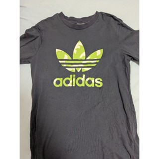 Adidas 愛迪達 運動 純棉 Logo 短袖 上衣 T恤 灰色 150cm 二手