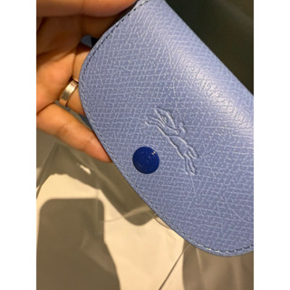 （二手）Longchamp 短把中款拖特包Le Pliage 刺繡短把水餃包 厚款 天空藍 小議