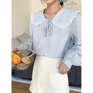 Rosy’s 現貨 初春新品🕊️韓系大翻領蕾絲襯衫 馬卡龍色系挺版上衣