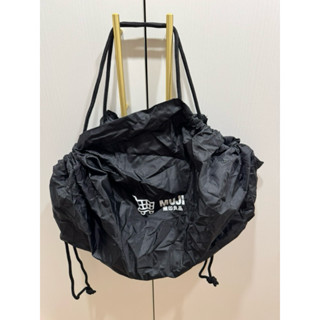 全新 無印良品 可攜式束口購物袋 黑色