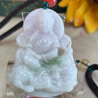 臺灣現貨 文殊菩薩 紫羅蘭飄陽綠 天然翡翠A貨 緬甸玉文殊菩薩 12生肖守護身項鍊