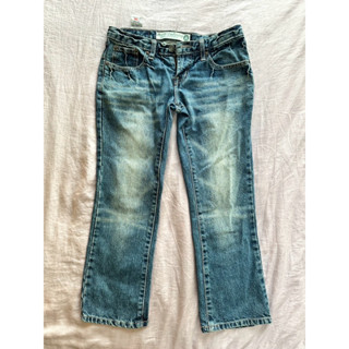 SOMEONE JEANS 二手 貓爪復古洗白牛仔九分褲丹寧褲 低腰 女款 刷白 9分牛仔褲 YKK拉鏈 腰圍 25瘦瘦