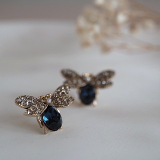 【BELLE PiERRE】波西利亞小黃蜂｜藍寶石｜施華洛世奇水晶｜耳環