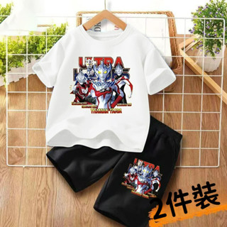 甄選熱銷精品🔥2025夏季奧特曼衣服 男童短袖運動套裝 男孩休閒上衣短褲套裝潮 超能力霸王短袖套裝 賽羅奧特曼短袖套裝