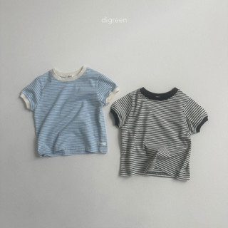 🇰🇷正韓｜現貨24H快速出貨｜digreen 撞色領條紋短袖上衣 (85-100cm)