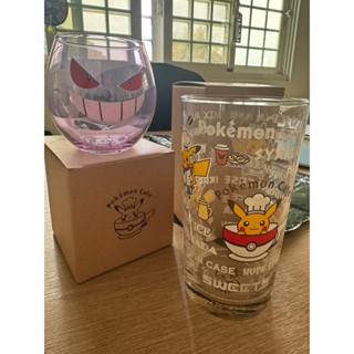 日本寶可夢咖啡廳限定 耿鬼玻璃杯/ 皮卡丘玻璃杯