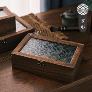 復古海棠玻璃壓花收納盒 海棠花玻璃 復古家飾 飾品收納盒 首飾盒 收納盒 化妝品收納 海棠玻璃 小物收納盒 復古家具