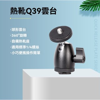 【Q39橢圓形雲臺】攝影腳架燈架通用雲臺 1/4螺口｜金屬固定座 補光燈/相機/手機支架適用 可旋轉快速安裝