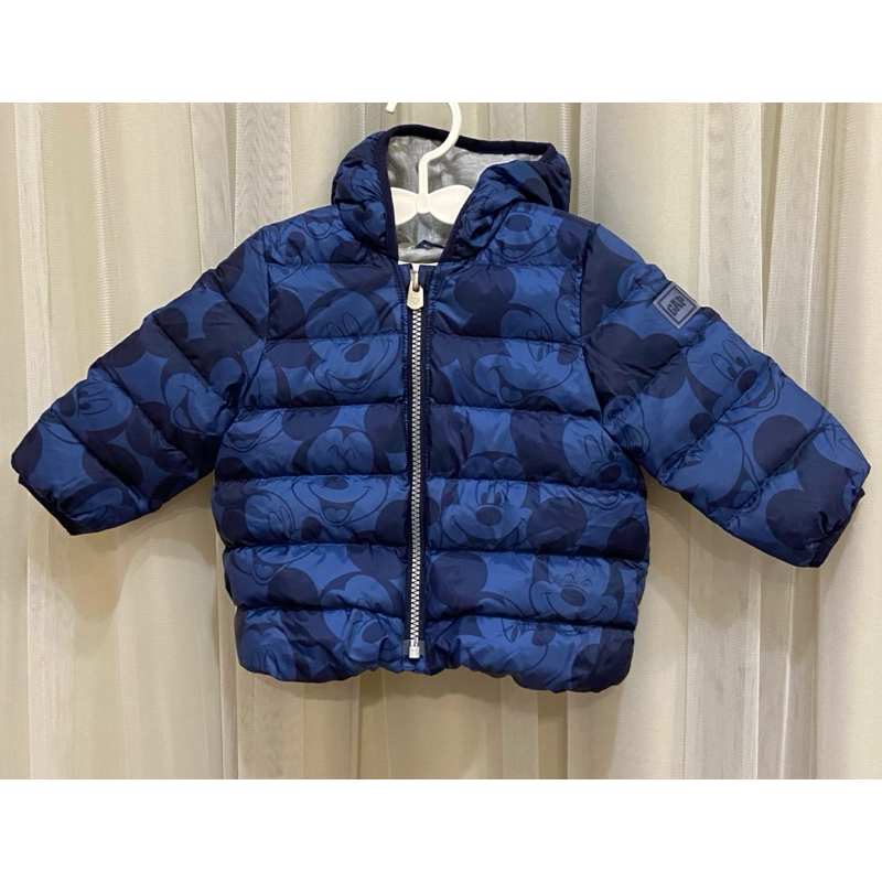 一手現貨🕊️正品《GAP》嬰兒裝 滿版米奇連帽羽絨外套🧸藍色80（12-18m）