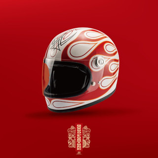 【MOONEYES】MAKOTO小林誠 x GALLOP TRACK SAFETY HELMET聯名款 樂高帽 米白色