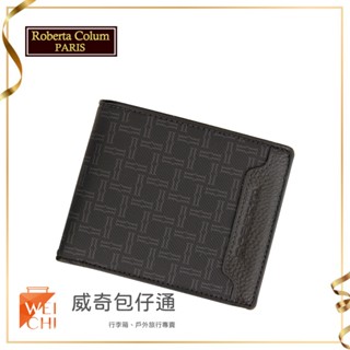 【Roberta Colum諾貝達】男用皮夾 短夾 專櫃皮夾 進口牛皮配乳膠短夾 (28905-黑色)【威奇包仔通】