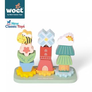 荷蘭New Classic Toys 寶寶木製認知堆疊玩具-10549/認知玩具/形狀認知學習/堆疊玩具
