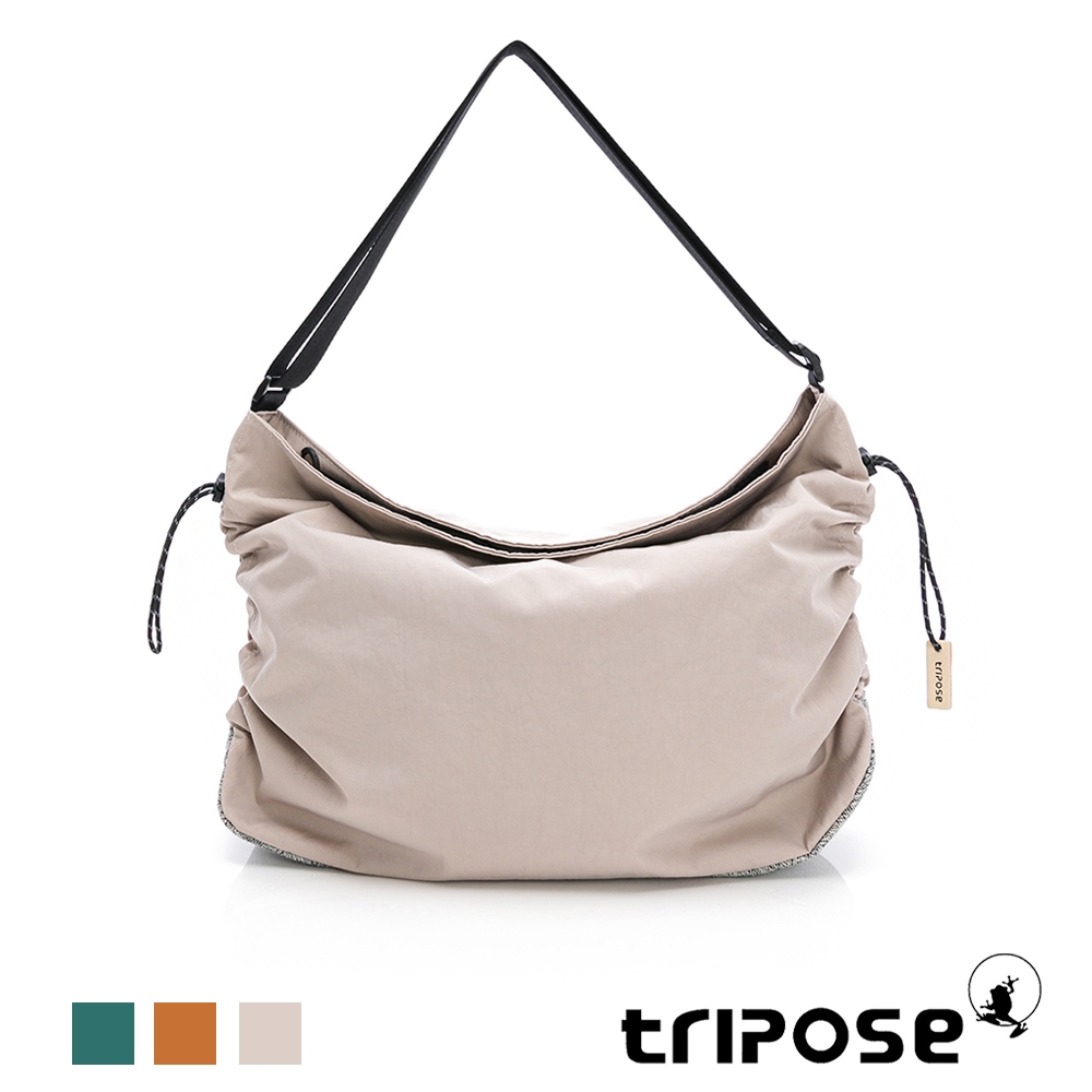 tripose MOVE微皺尼龍輕量抽繩斜背包-大
