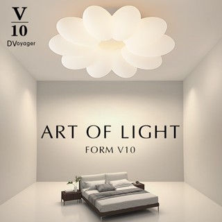 【V10燈飾】花瓣吸頂燈 兒童房吸頂燈 護眼燈 臥室吸頂燈 臥室燈 創意卡通 led聲控燈 房間燈 造型吸頂燈 無極調光