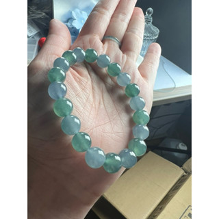 《pei nung私藏翡翠》天然翡翠.瓜料翡翠.藍水+紫威多寶手串9.8mm.