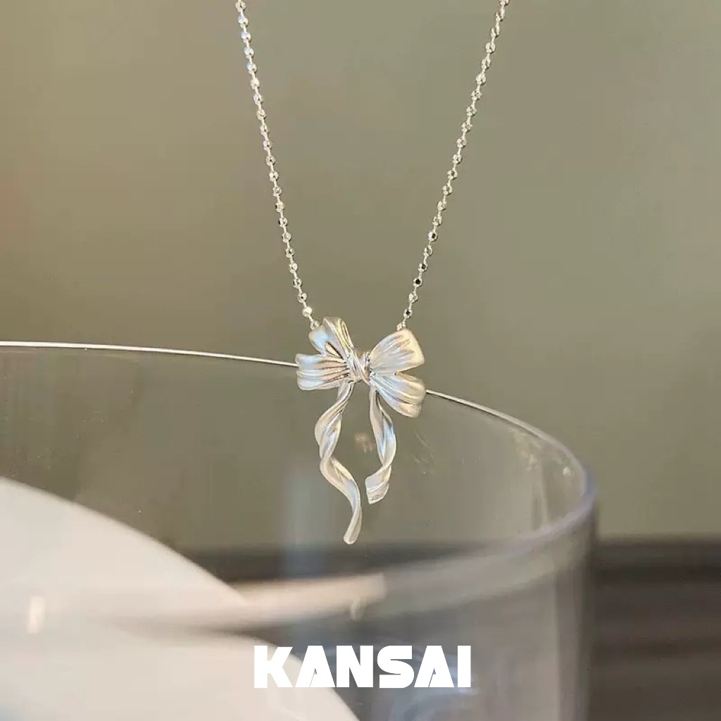 KANSAI 法式飄帶蝴蝶結項鍊 女簡約 時尚小巧 鎖骨鍊 時尚 禮物 情人