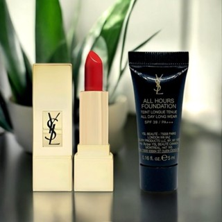 [✨即期特惠組合]YSL 聖羅蘭 #01 奢華緞面唇膏+#LN1 恆久完美無瑕持妝粉底[臺灣專櫃公司貨]