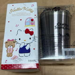 Hello kitty雙層隨手杯 380ml+蠟筆小新不鏽鋼杯 420ml