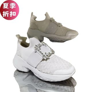 Roger Vivier 女款 Viv Run 水晶鑽方釦運動鞋 增高7.5公分 白色EU35-38